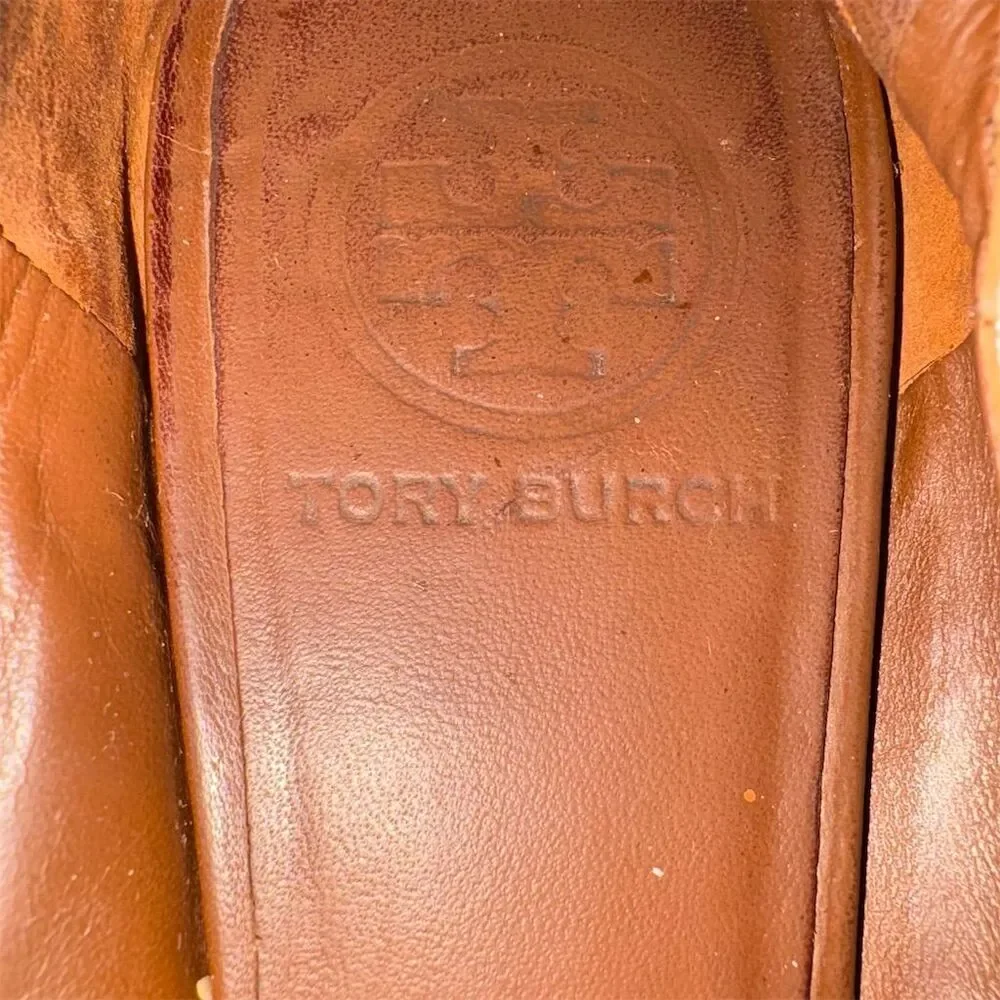 Tory Burch Reva Women's Brown Croc Embossed Ballet Flats Size 7.5 - Picture 8 of 9